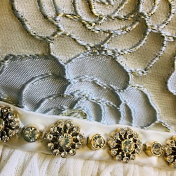 Girls American Princess Size 6 Formal/ Gown · Floral ·Cream/Smoky Blue - Picture 3 of 6